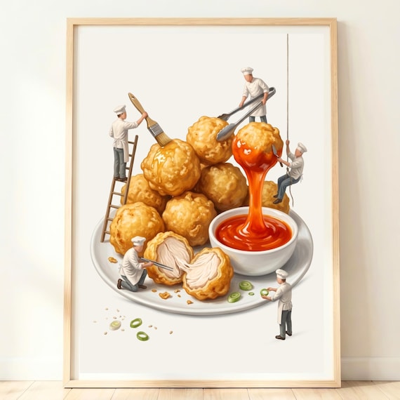Chicken Balls Wall Art Chinese Takeaway Lover Gift Sweet And Sour Print Food Decor Weekend Poster