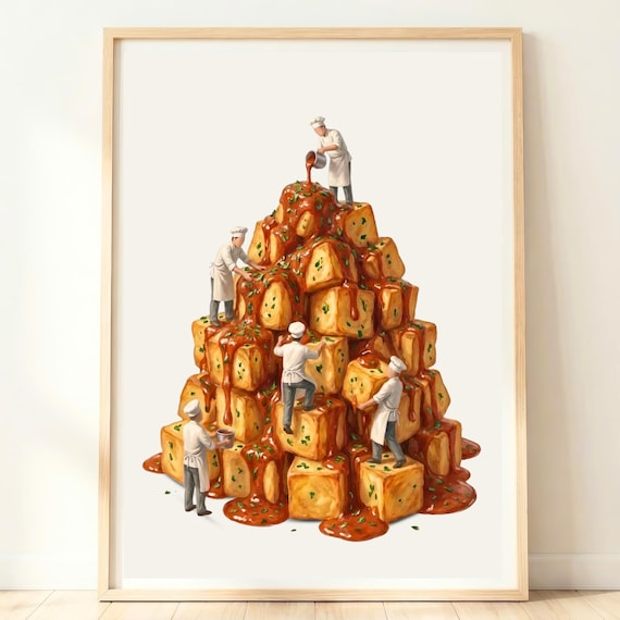 Tiny Chefs Giant Patatas Bravas Mountain Spanish Tapas Kitchen Poster