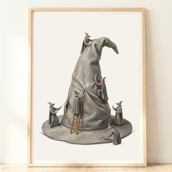 Wizard Wall Art Fantasy Room Decor Hat Print Magic Theme Poster Kids