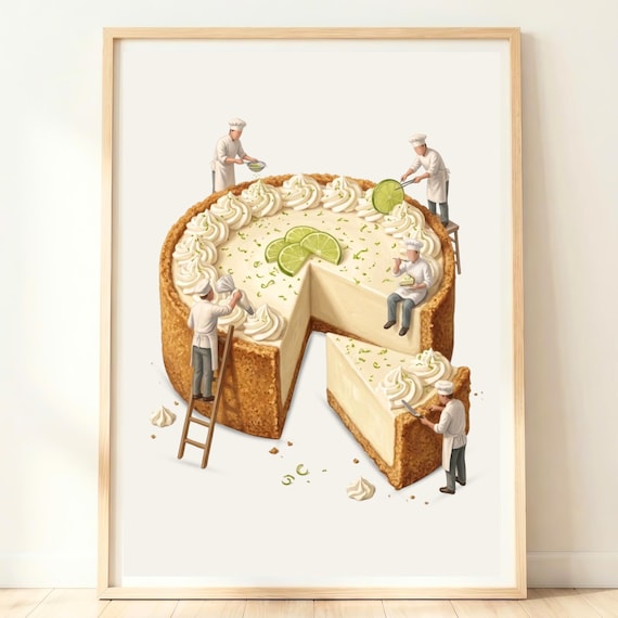 Florida Wall Art Key Lime Pie Kitchen Print Keys Decor Coastal Dessert Poster Tropical Beach House Gift