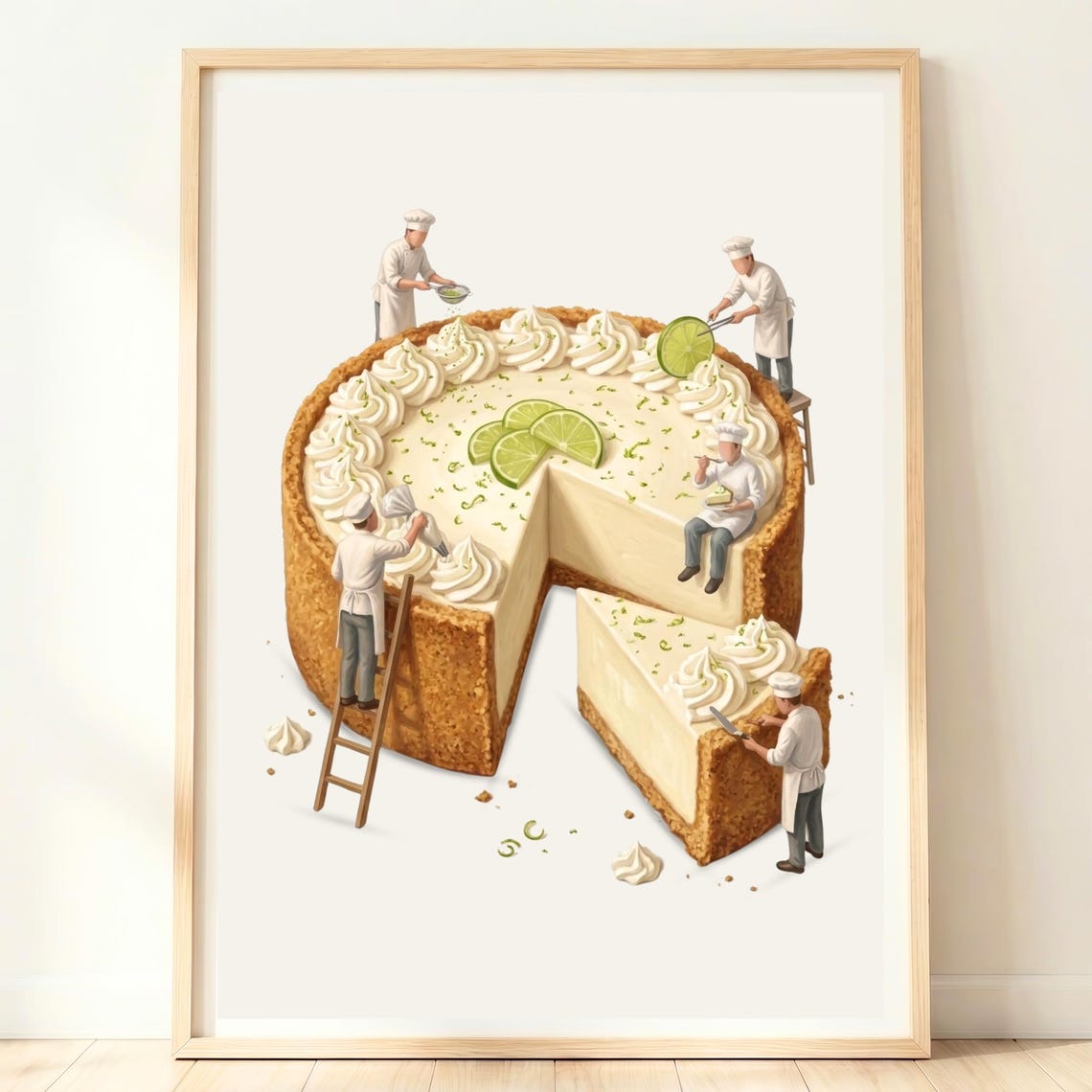 Giant Key Lime Pie Tiny Chefs Florida Citrus Dessert Kitchen Poster