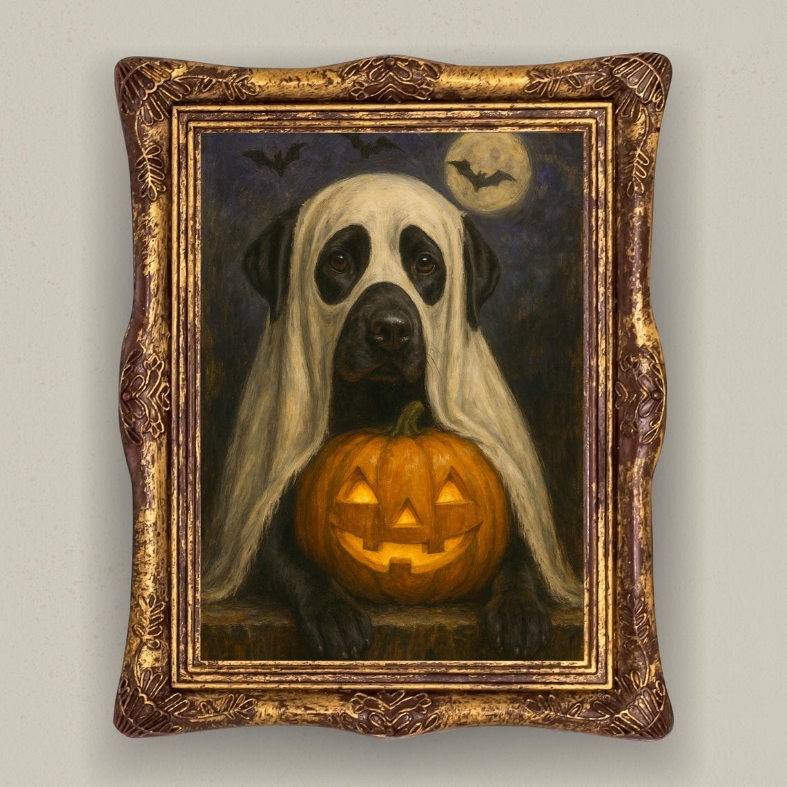 Halloween Wall Art Artwork Featuring Dog In Costume For Spooky Decor