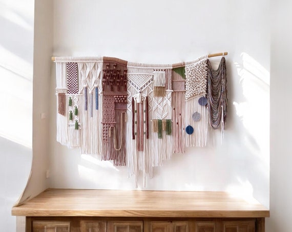 Macrame Wall Hanging Macraweaves Bohemian Decoration Woven Wall Hanging Macrame Mural Housewarming Gift Headboard Decor Handmade Gift
