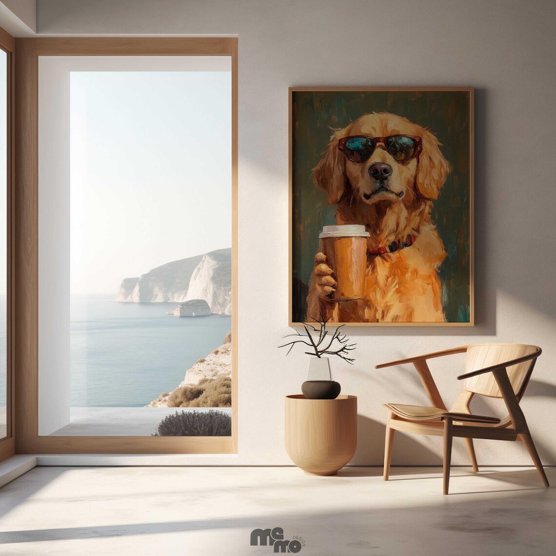 Golden Retriever Coffee Lover Dog Poster, Funny Sunglasses - Image 2