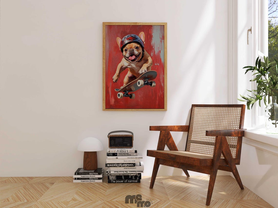 French Bulldog Skateboarding Dog, Funny Pet Decor - Image 3