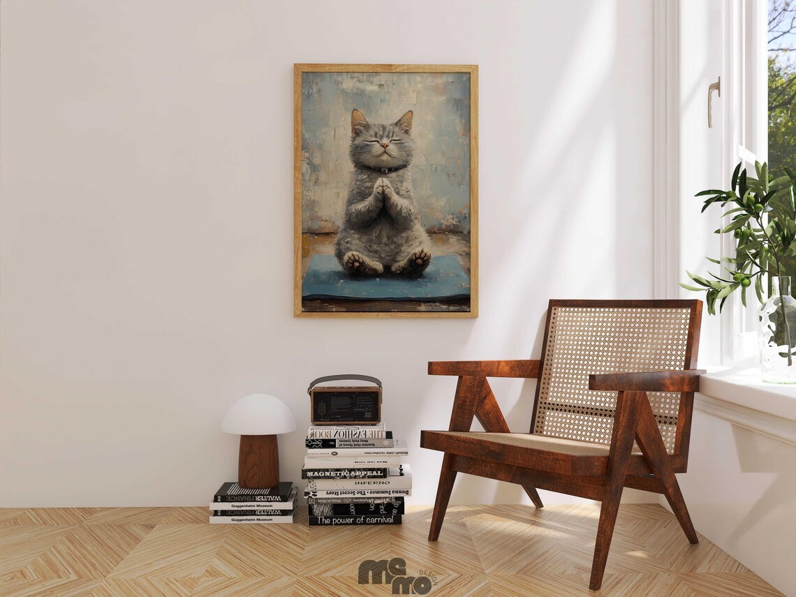Yoga Meditation Cat Art Print, Funny Zen Cat - Image 3