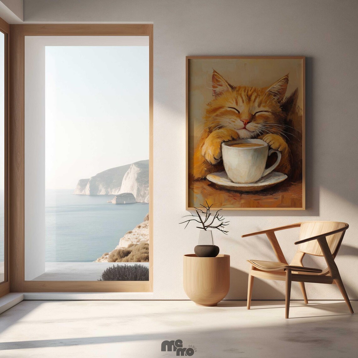 Orange Tabby Cat Coffee Art Print, Cozy Kitchen Decor - Image 2