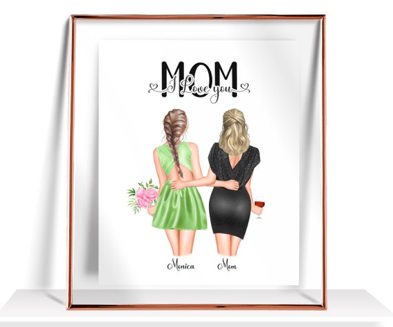 Personalized Mothers Day Gift Mother And Daughters Print Family Portrait Personalized Gift For Mom Mothers Day Print Mum Gift