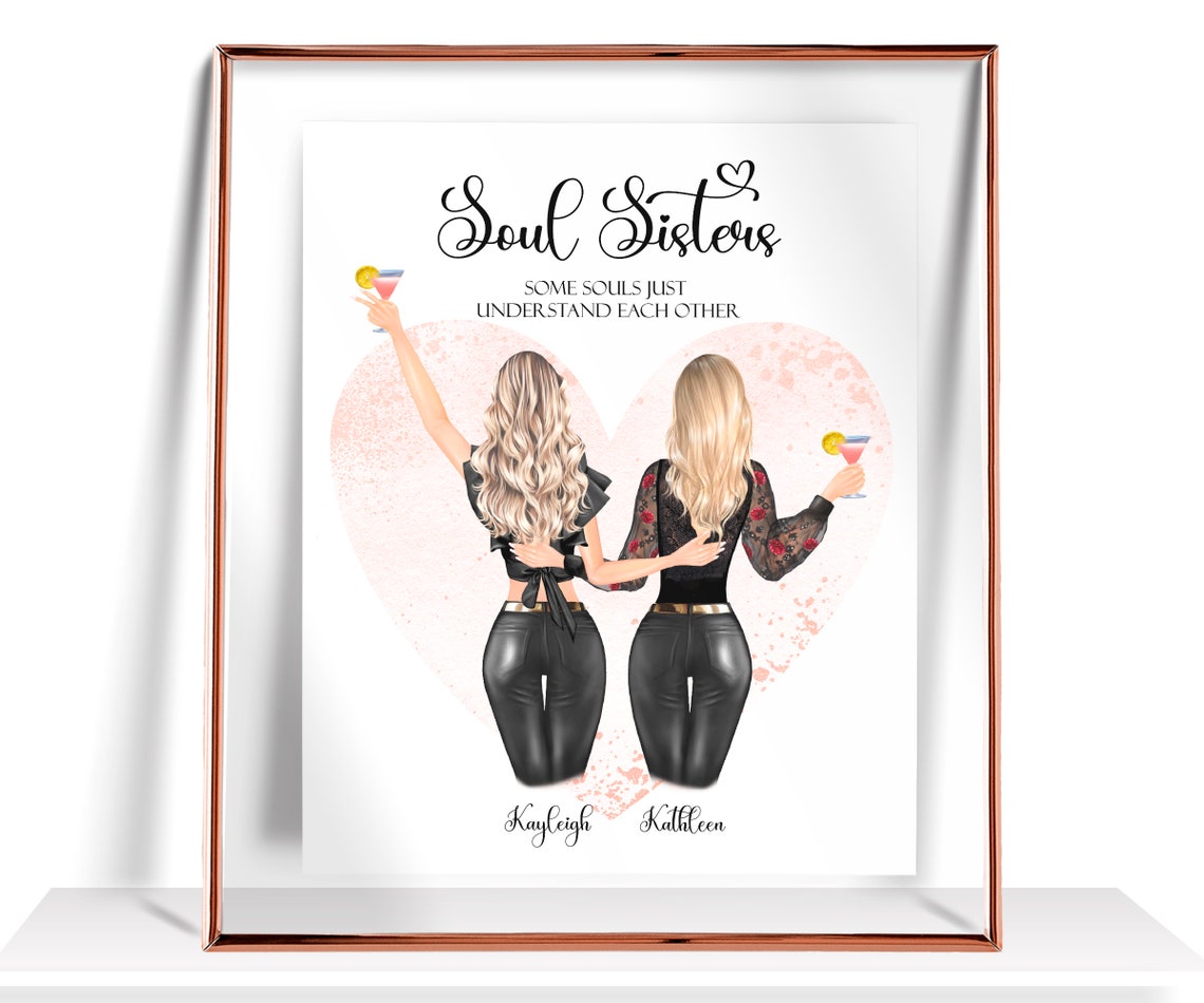 Soul Sister Gift Best Friend Gift Personalized Soul Sister Birthday Gifts Friendship Print Gift For Her Best Friend Portrait