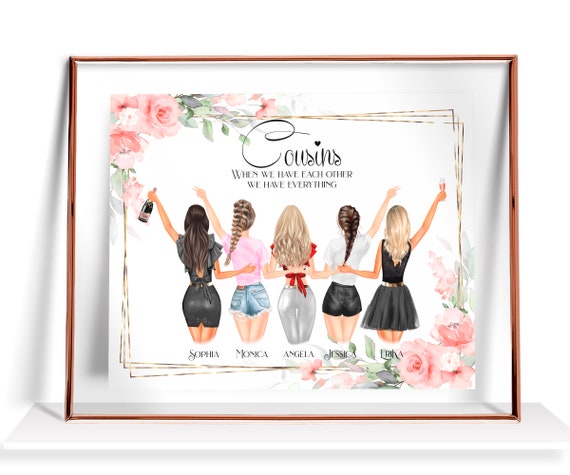 5 Cousins Gift Ideas Personalized Cousin Birthday Gift Five Cousins Gifts From Cousin Custom Cousins Print Cousins Picture Cousins Painting