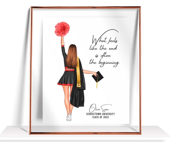 Personalized Cheerleader Graduation Print Cheerleader Graduation Gift Cheer Girl Graduation Gift Cheerleader Team Picture Cheer Gifts