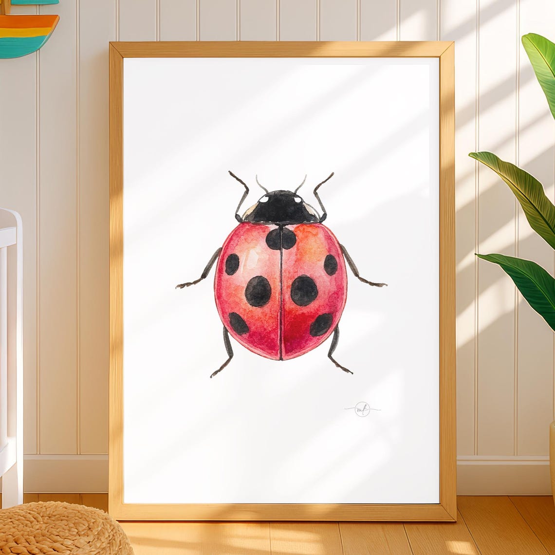 Red Ladybug Watercolor Print 2 Lucky Love Bug Nursery Wall Art