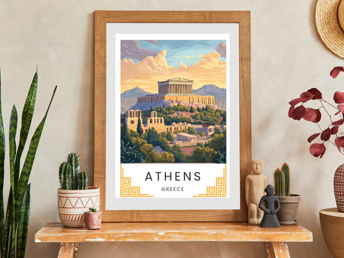 Athens Acropolis Parthenon Sunset Ancient Greece Travel Poster - Image 2