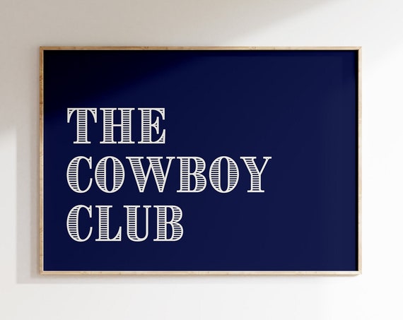 Retro Western Print Trendy Cowboy Wall Art Western Typography Poster The Cowboy Club Print Wild West Art 1 Horizontal Print