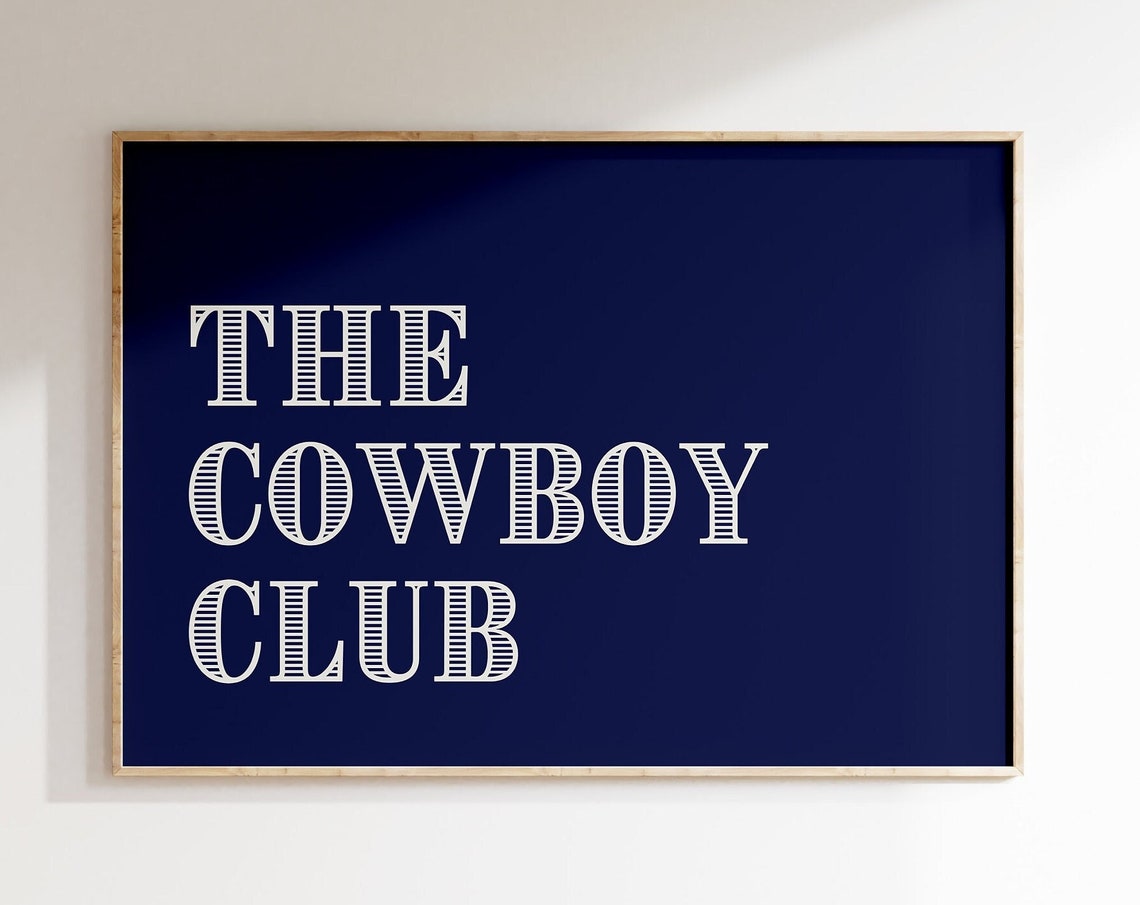 The Cowboy Club Deep Navy Western Typography Home Decor Poster