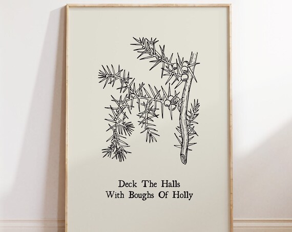 Deck The Halls With Boughs Of Holly Botanical Christmas Poster
