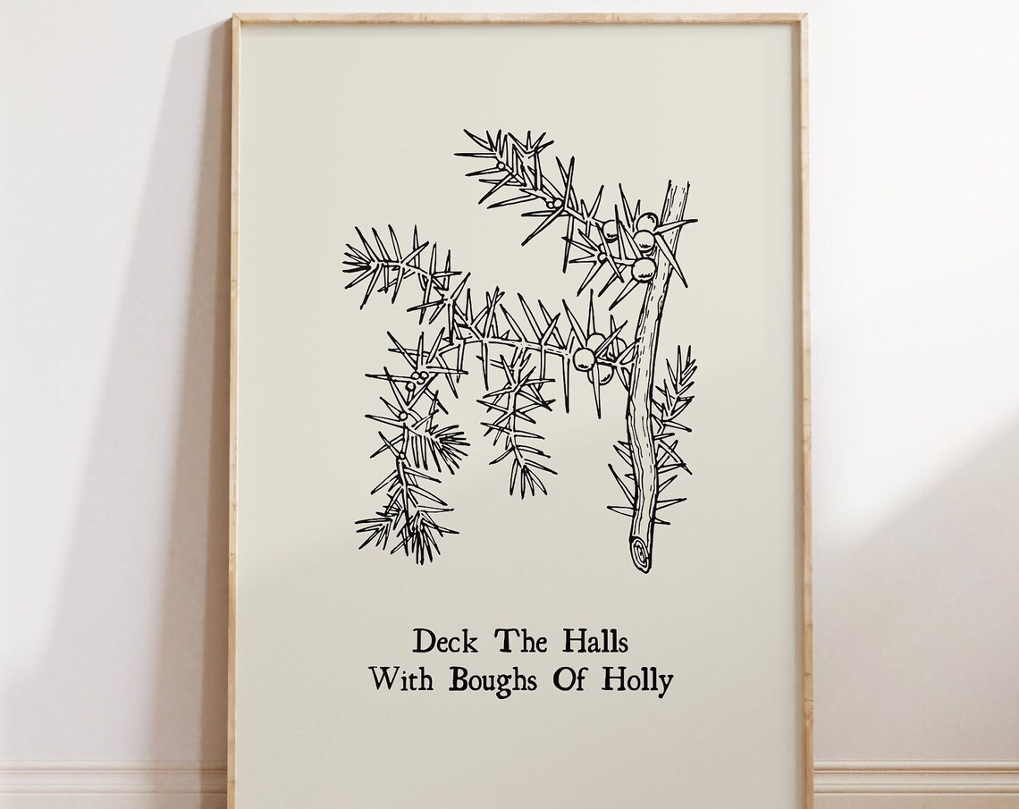 Deck The Halls With Boughs Of Holly Botanical Christmas Poster