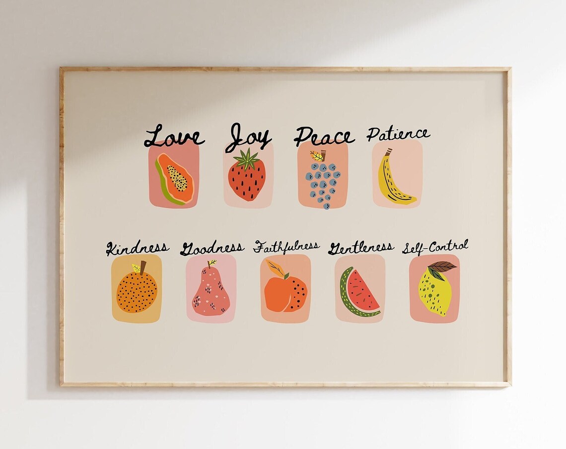Fruit Of The Spirit Retro Christian Scripture Poster