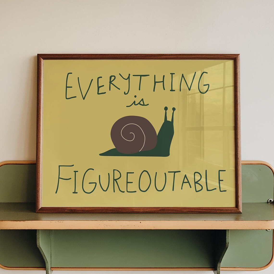 Everything Is Figureoutable Cute Snail Yellow Motivational Quote Poster