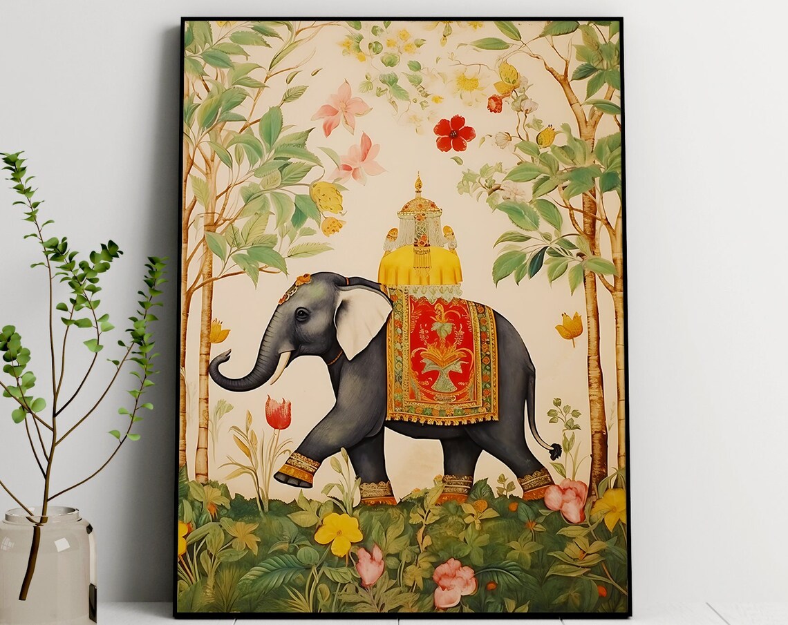 Indian Vintage Palace Elephant Art Print