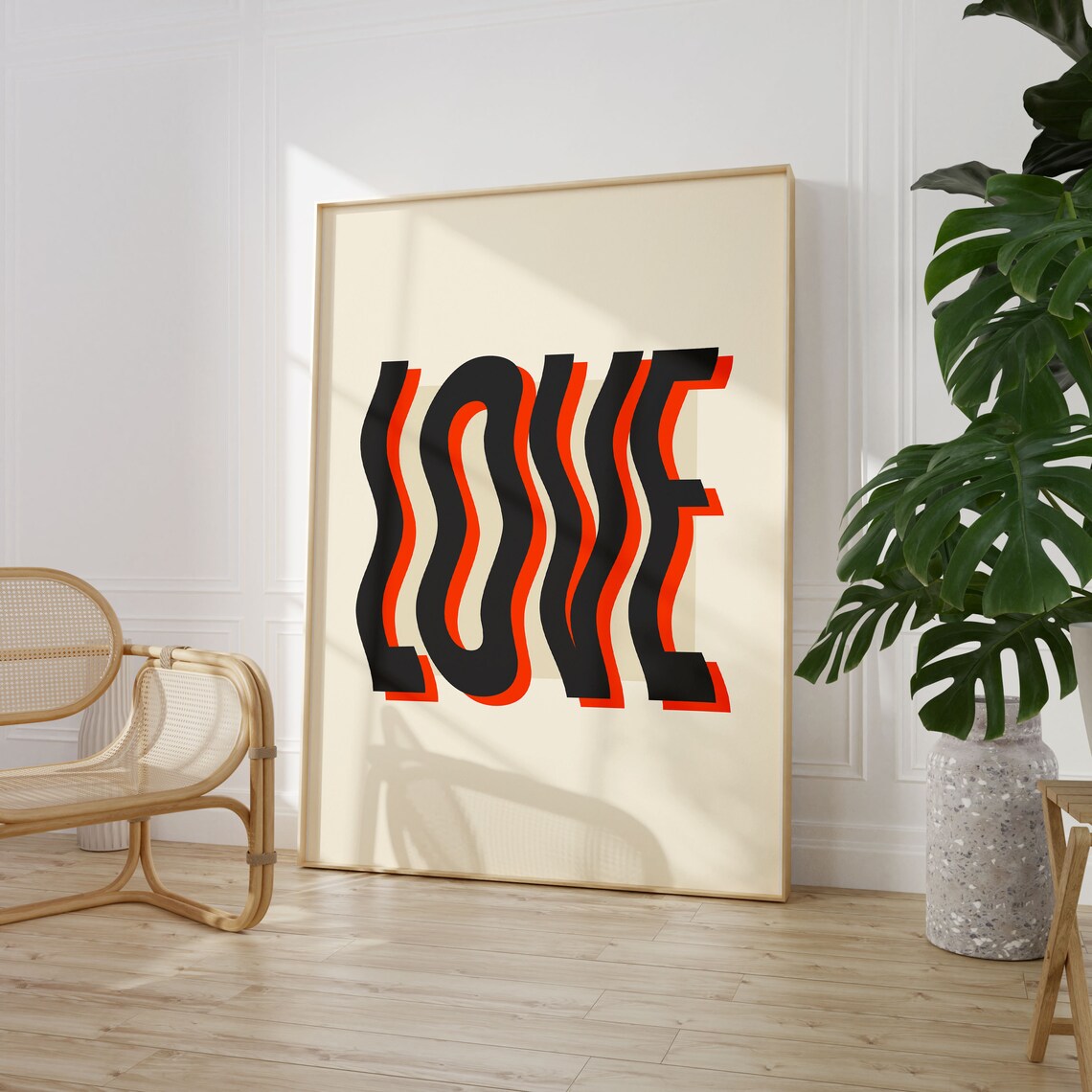 Wavy Retro Love Typography Psychedelic Style Word Art Poster - Image 4