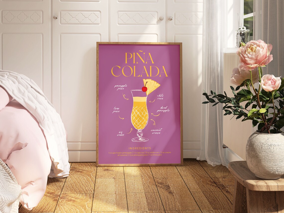 Pina Colada Cocktail, Vintage Wall Art Design - Image 4