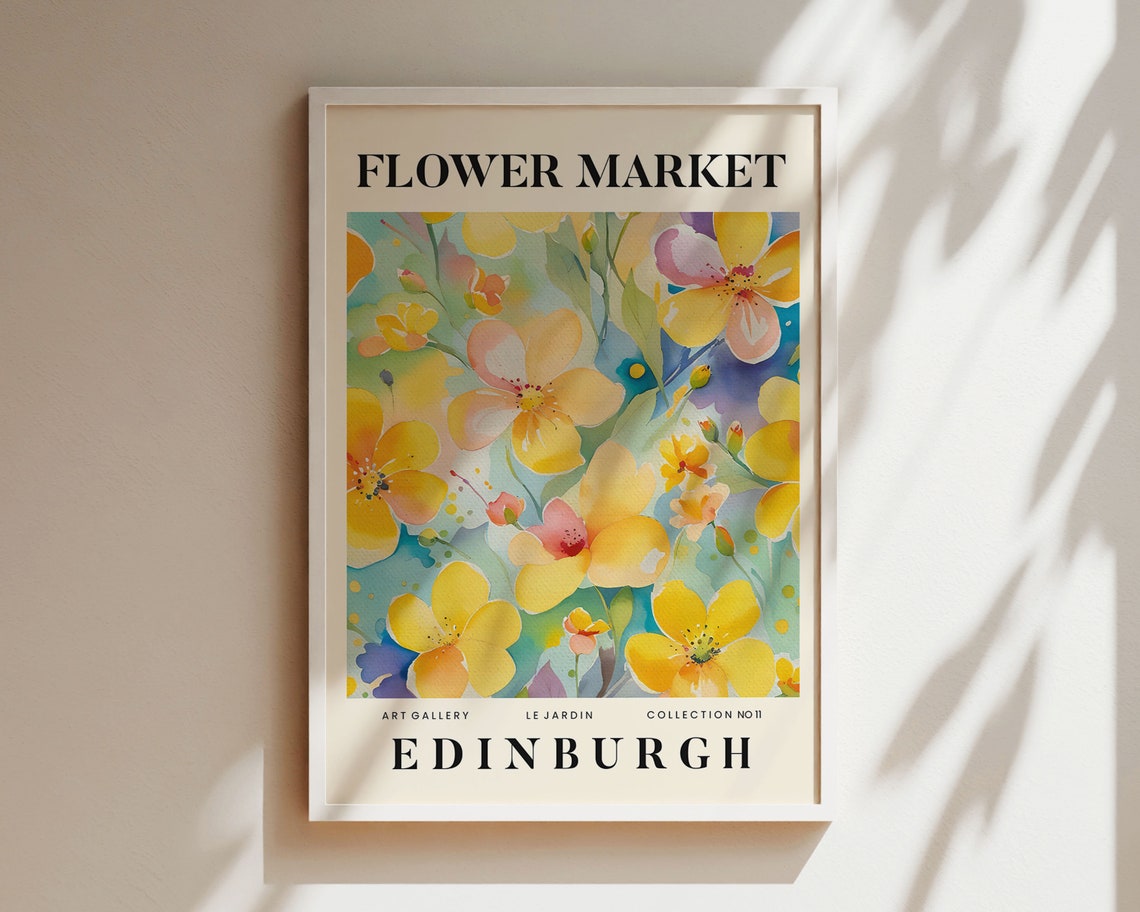 Edinburgh Scotland Flower Art Poster Print Wanderlust Travel Art Floral Wall Decor Botanical Art Gift For Travelers Travel Inspired Art
