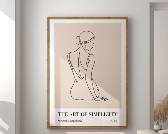 Woman Line Art Print, Minimalist Boho Decor