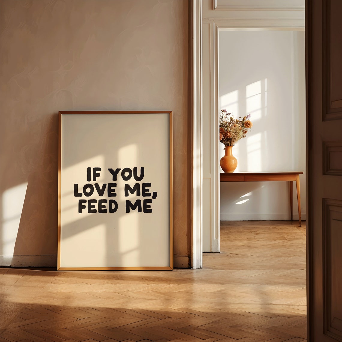 If You Love Me Feed Me Bold Black Sarcastic Kitchen Humor Poster - Image 2