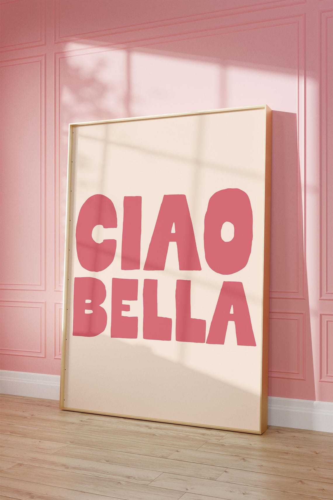 Ciao Bella Pink Retro Bold Typography Italian Greeting Poster - Image 2