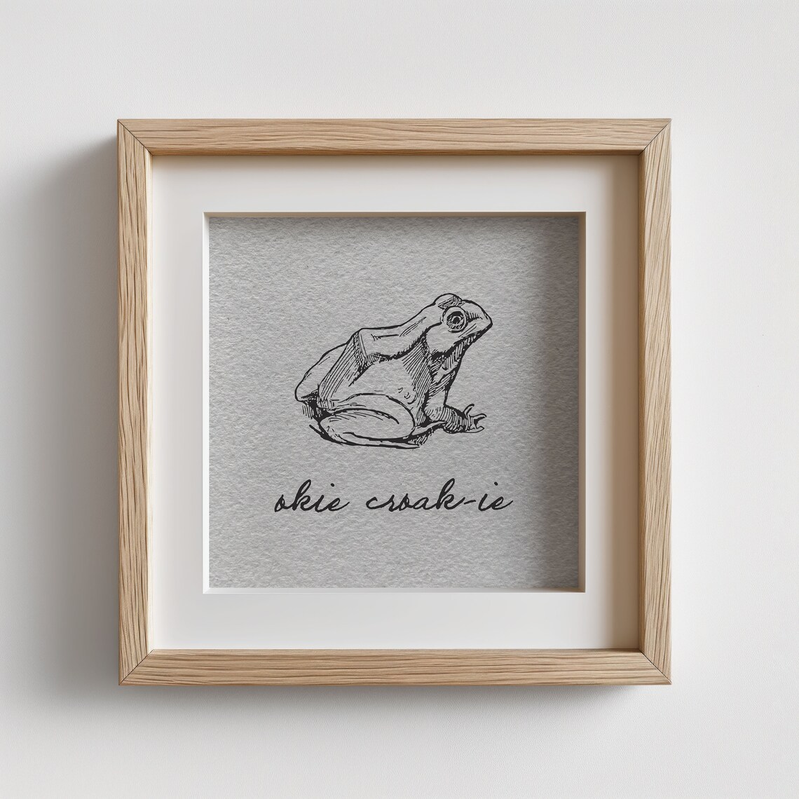 Okie Croak-ie Cute Frog Ink Illustration Vintage Animal Poster