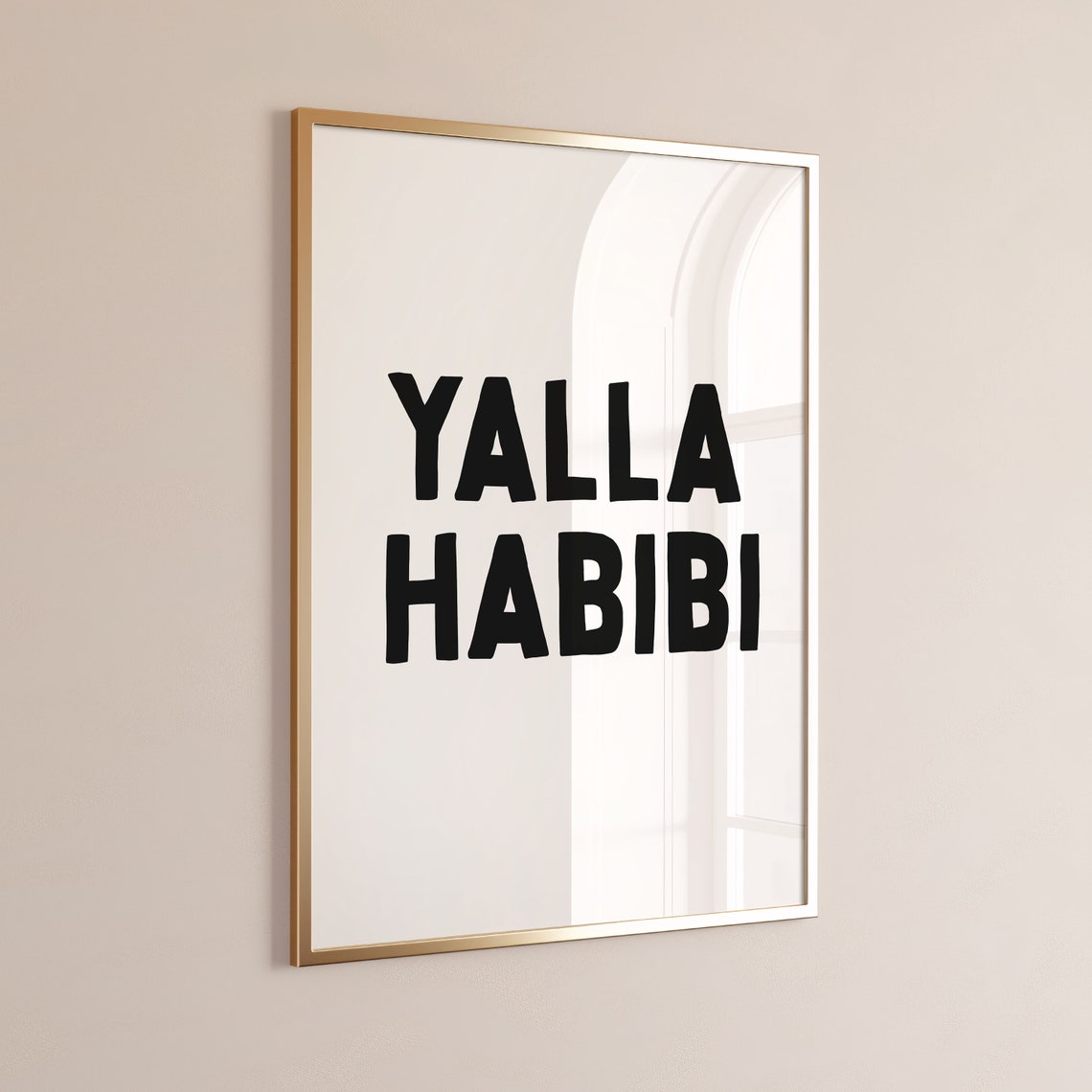 Yalla Habibi Bold Black Minimalist Modern Arabic Typography Poster - Image 2