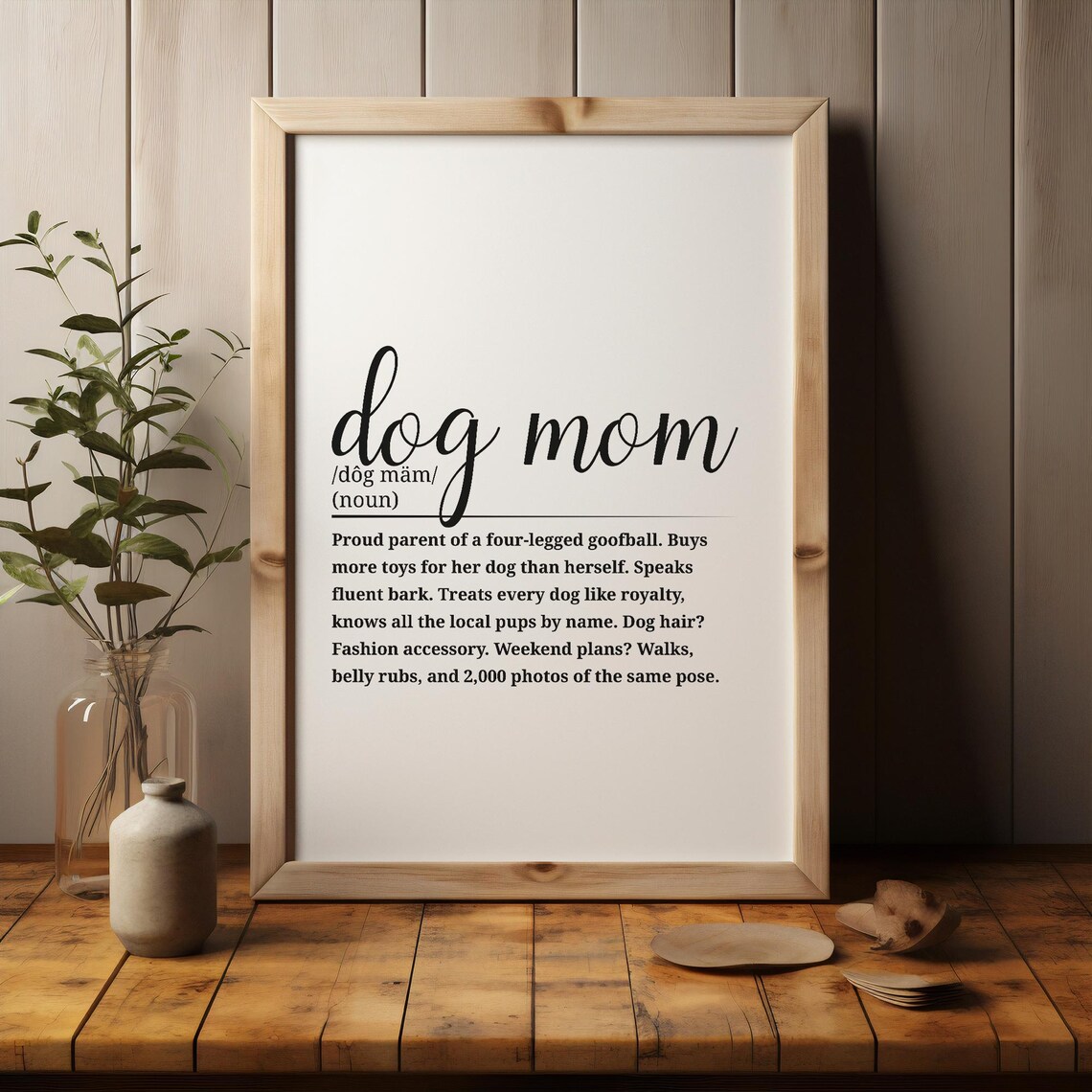 Dog Mom Definition Dictionary Style Pet Lover Funny Gift Quote Poster