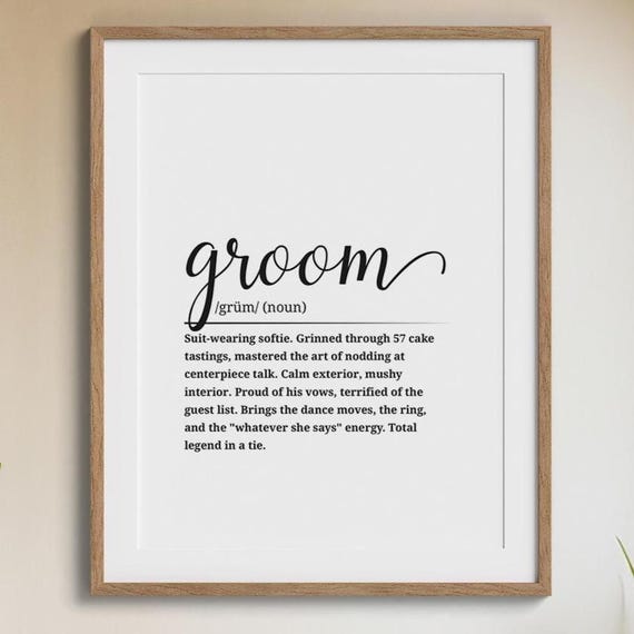 Groom Definition Wall Art Fun Gift Funny Wedding Decor