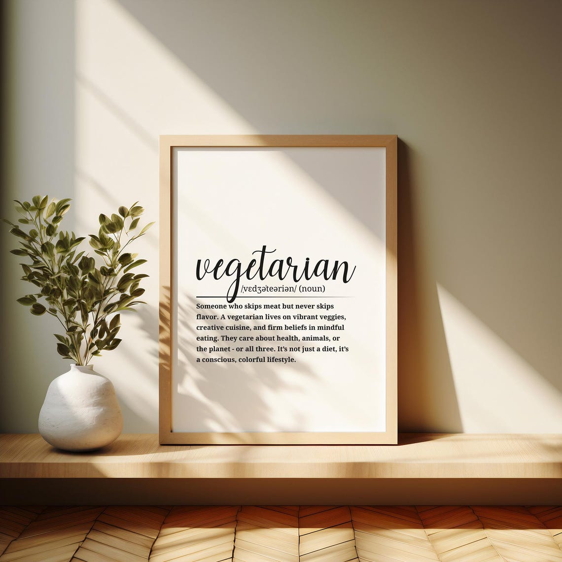 Vegetarian Definition Script Typography Kitchen Word Art Quote Poster - Image 5