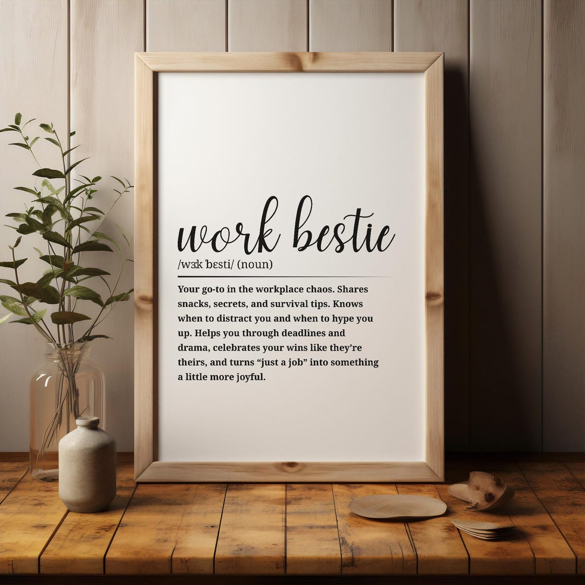 Work Bestie Definition Fun Coworker Gift Office Humor Wall Art - Image 3