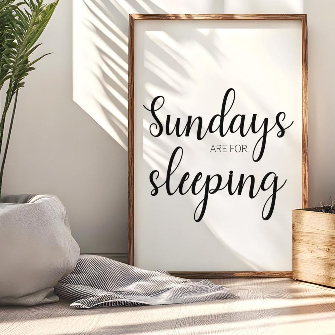 Sundays Are For Sleeping Cozy Script Typography Bedroom Quote Poster