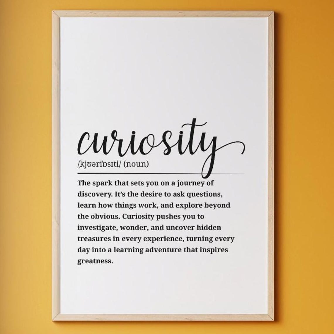 Curiosity Definition Script Typography Learning Word Art Quote Poster