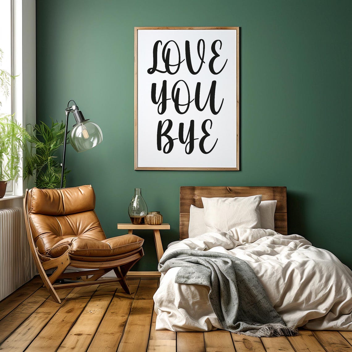 Love You Bye Black Script Hand Lettered Farewell Wall Decor Poster - Image 3