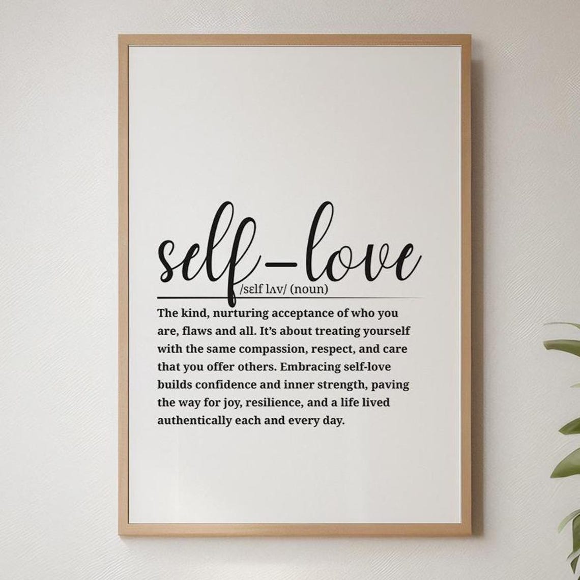 Self Love Definition Script Typography Wellness Word Art Quote Poster