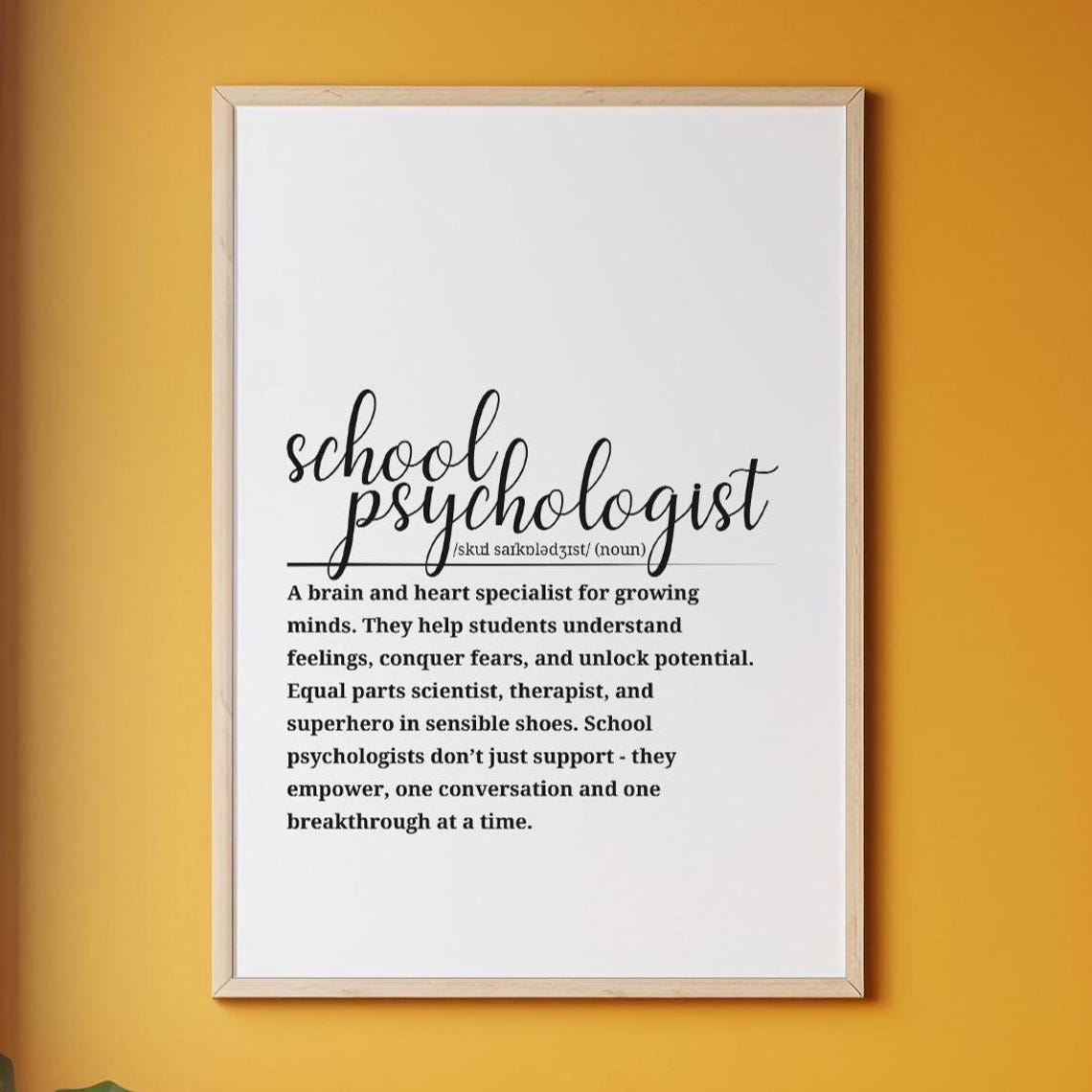 School Psychologist Dictionary Definition Appreciation Gift Poster