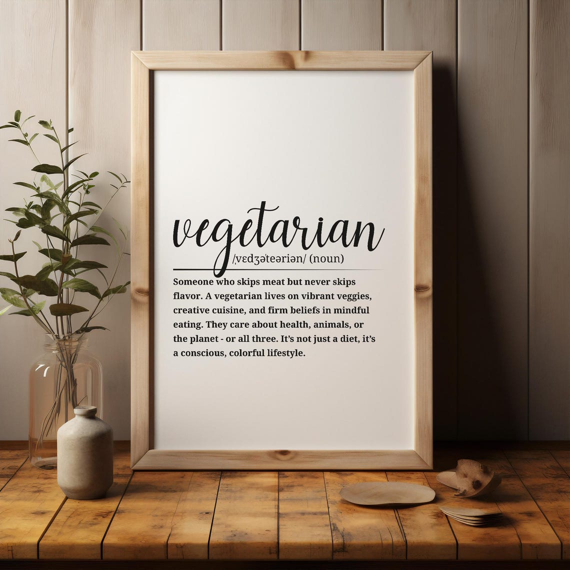 Vegetarian Definition Script Typography Kitchen Word Art Quote Poster - Image 3