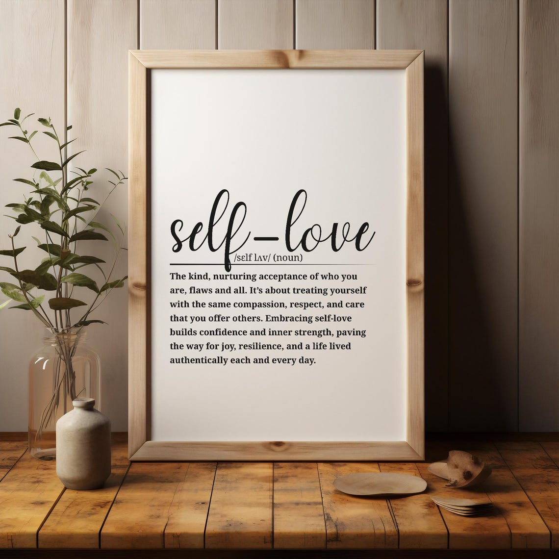 Selflove Definition Print Empowerment Care Wall Art Black And White Inspirational Quote Decor - Image 3