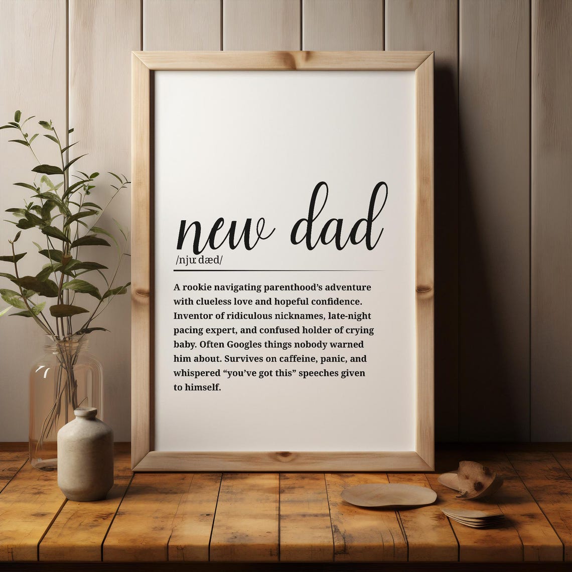 New Dad Definition Poster Funny Wall Art Decor Firsttime Father Gift - Image 2