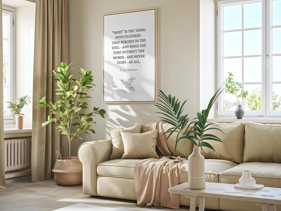 Emily Dickinson Hope Is The Thing With Feathers Poem Dove Quote Poster