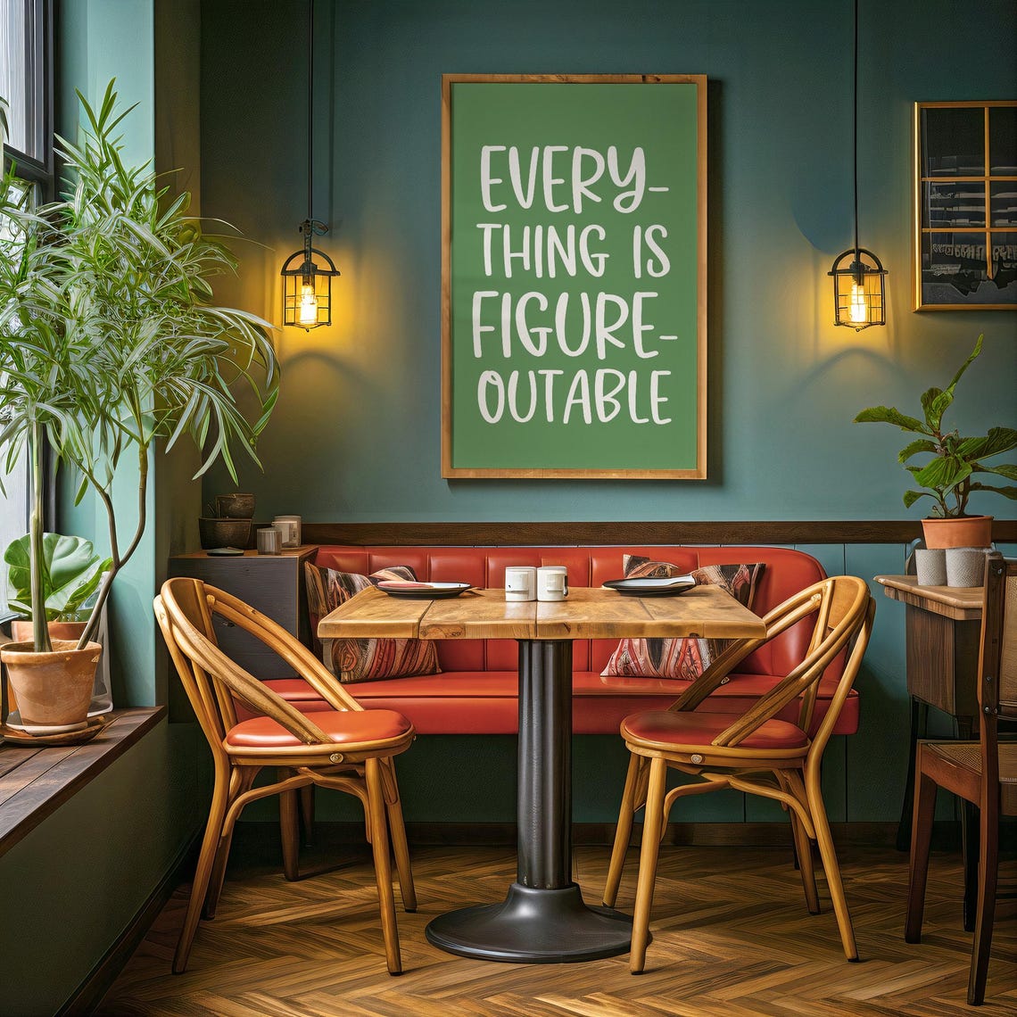Everything Is Figureoutable Sage Green Hand Lettered Quote Poster - Image 3