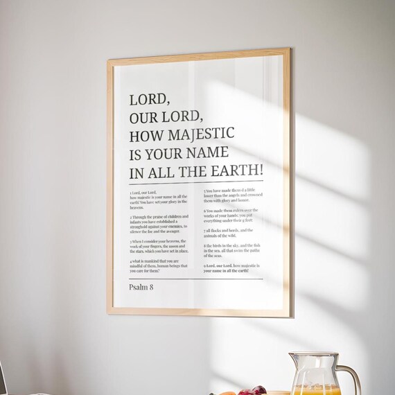 Psalm 8 Wall Art Lord Our Decor Bible Verse Print Christian