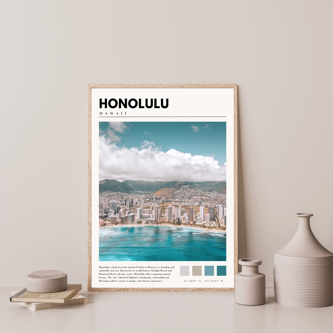 Honolulu Oahu Hawaii Travel Poster, Home Decor - Image 4