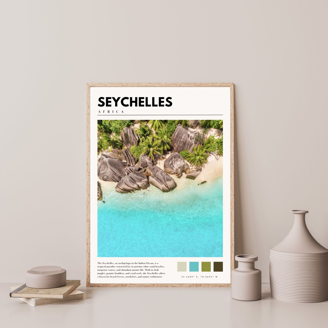 Seychelles Africa Granite Boulders Aerial Turquoise Water Beach Poster - Image 4
