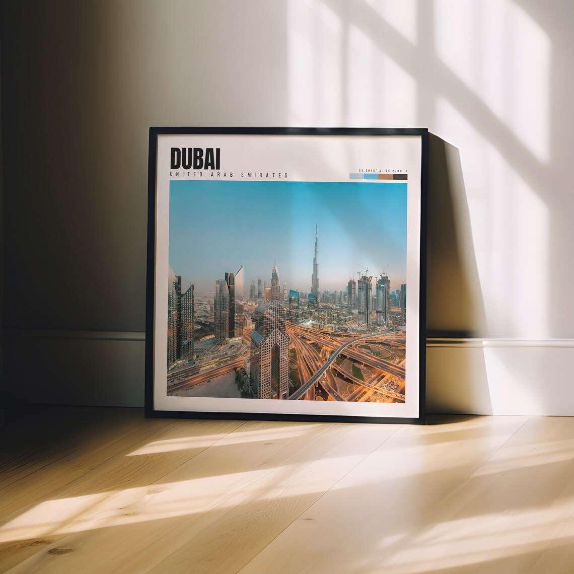 Dubai UAE Burj Khalifa City Skyline Highway Night Lights Poster - Image 3